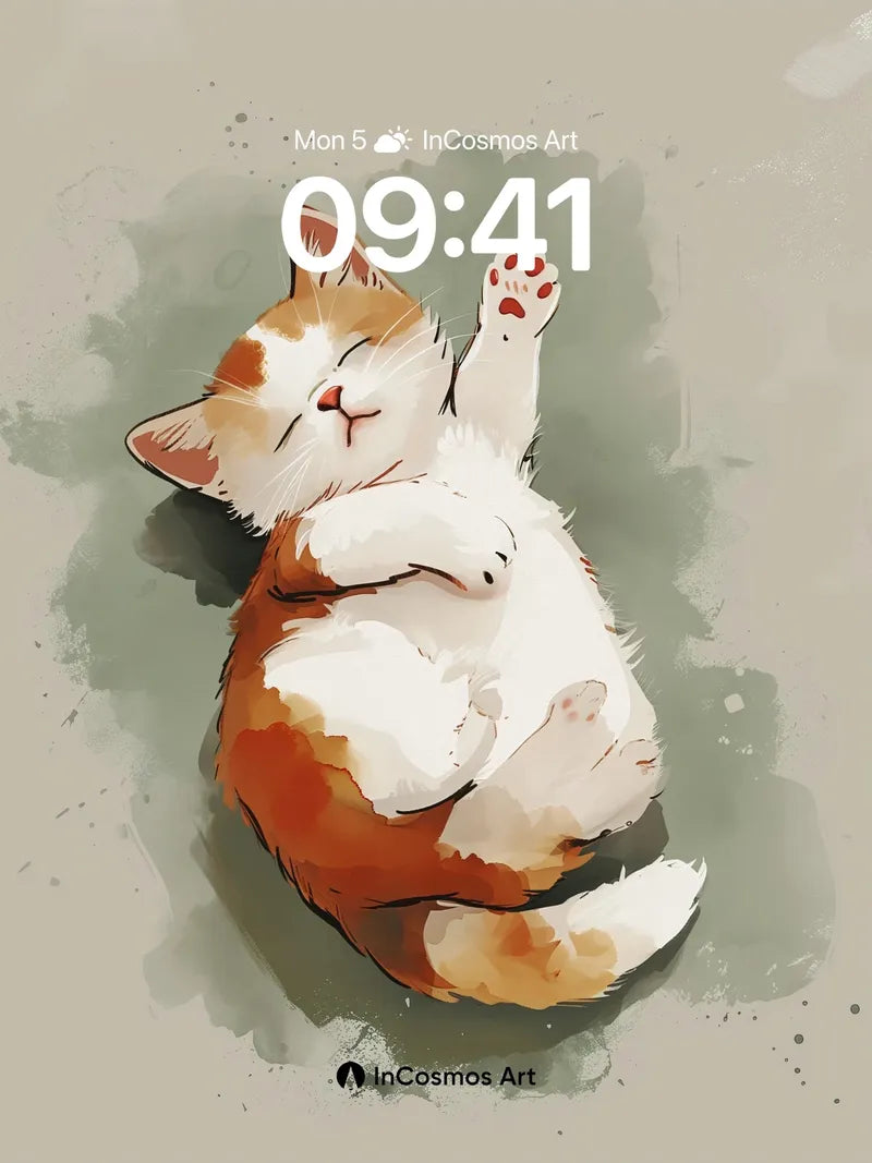 Serene Nap Wallpaper with Fluffy Paws wallpaper for iPhone, iPad & Mac