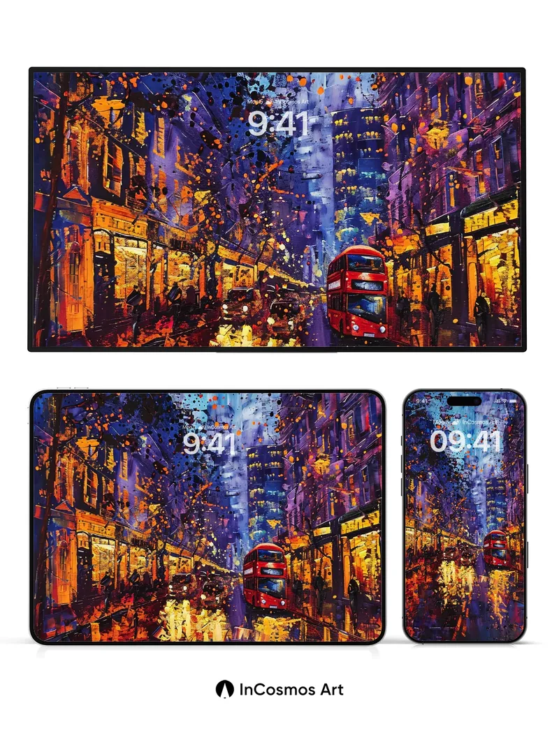 Neon Reverie Wallpaper with Rain-Slicked Reflections