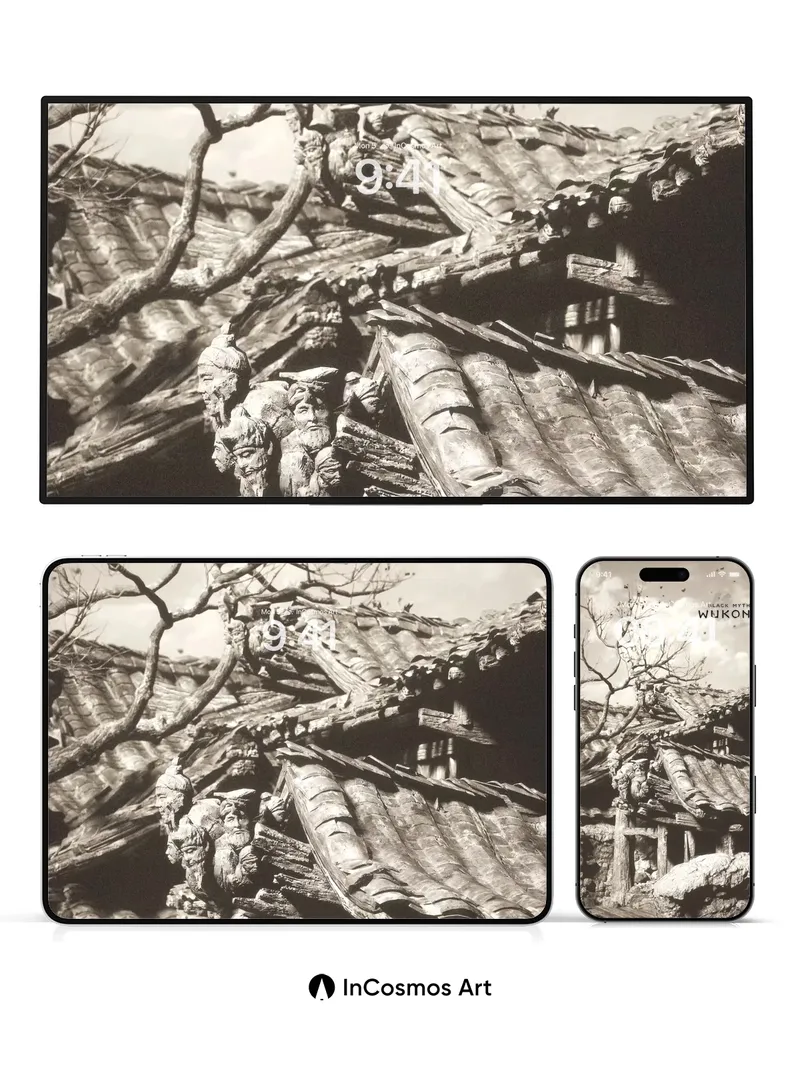 Whispering Ruins Wallpaper with Weathered Wood