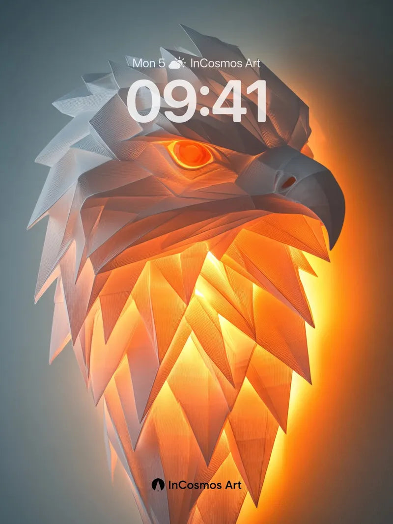 Fiery Origami Eagle Wallpaper with Glowing Feathers