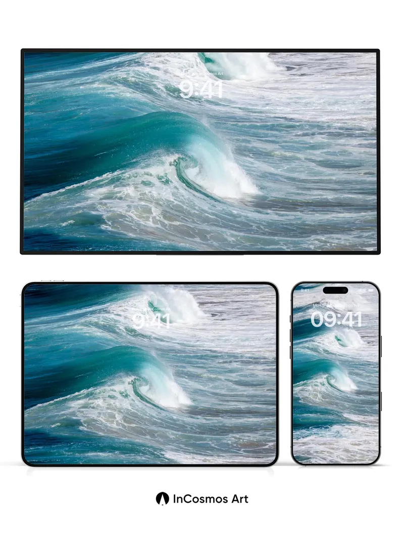 Turquoise Surge Wallpaper with Foaming Crests