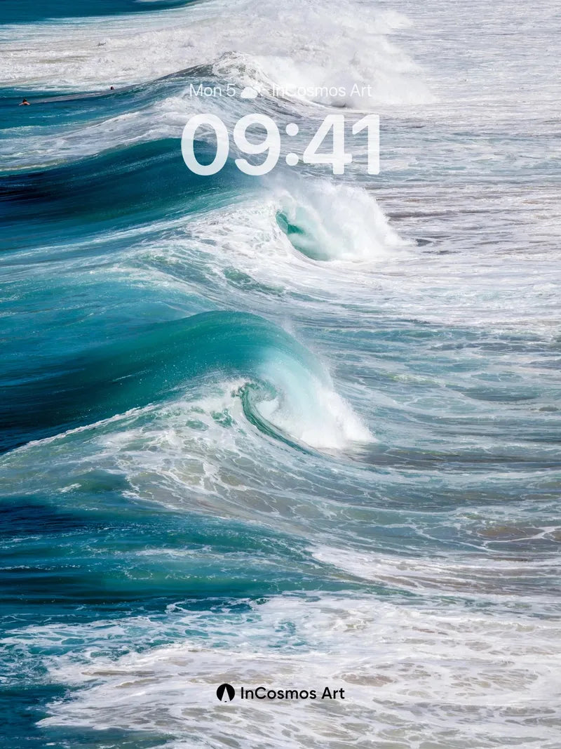 Turquoise Surge Wallpaper with Foaming Crests