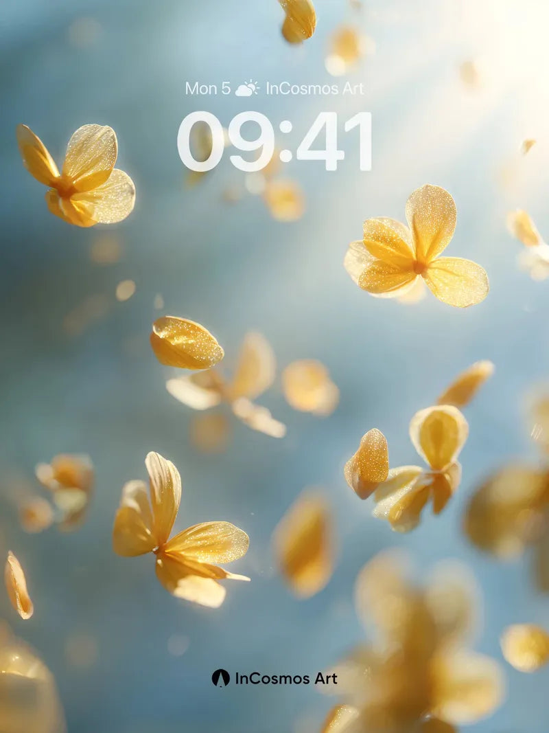 Golden Drift Wallpaper with Sunlit Petals wallpaper for iPhone, iPad & Mac