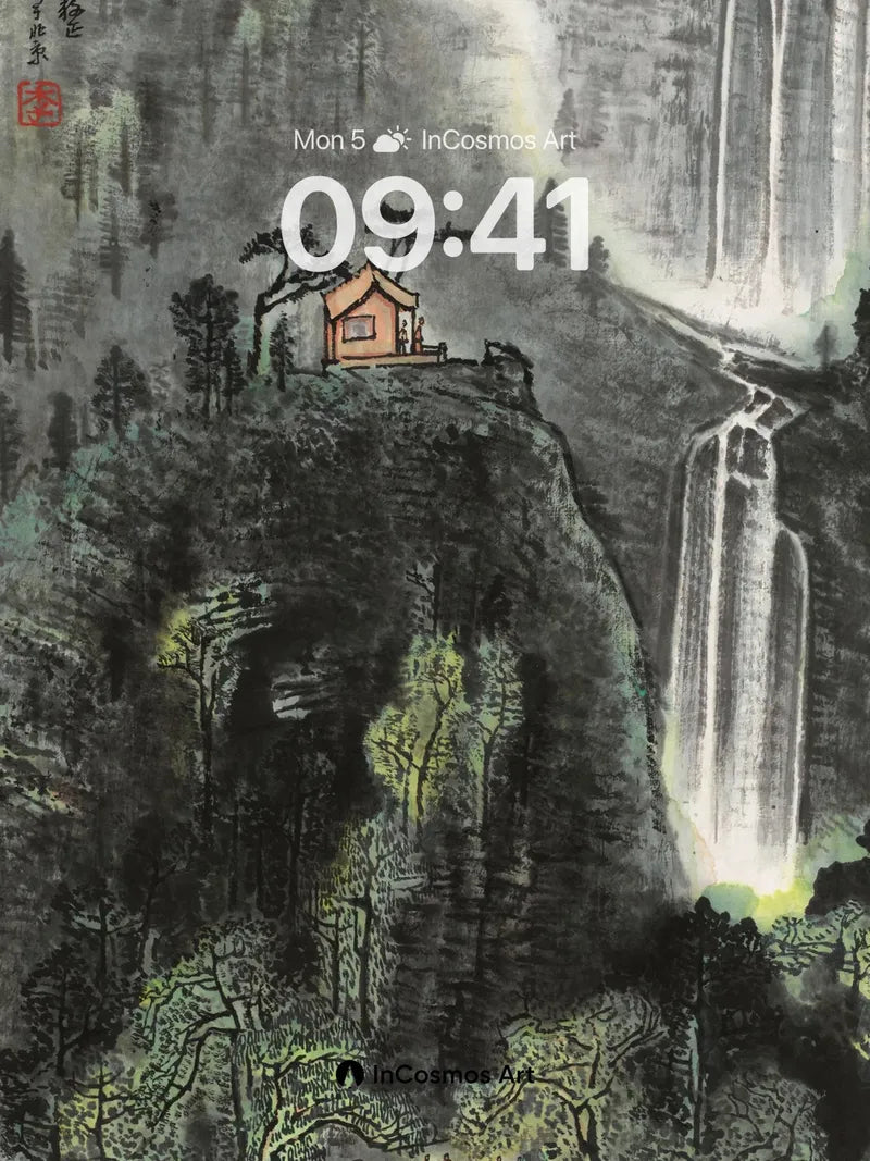 Misty Mountain Retreat Wallpaper with Ancient Ink