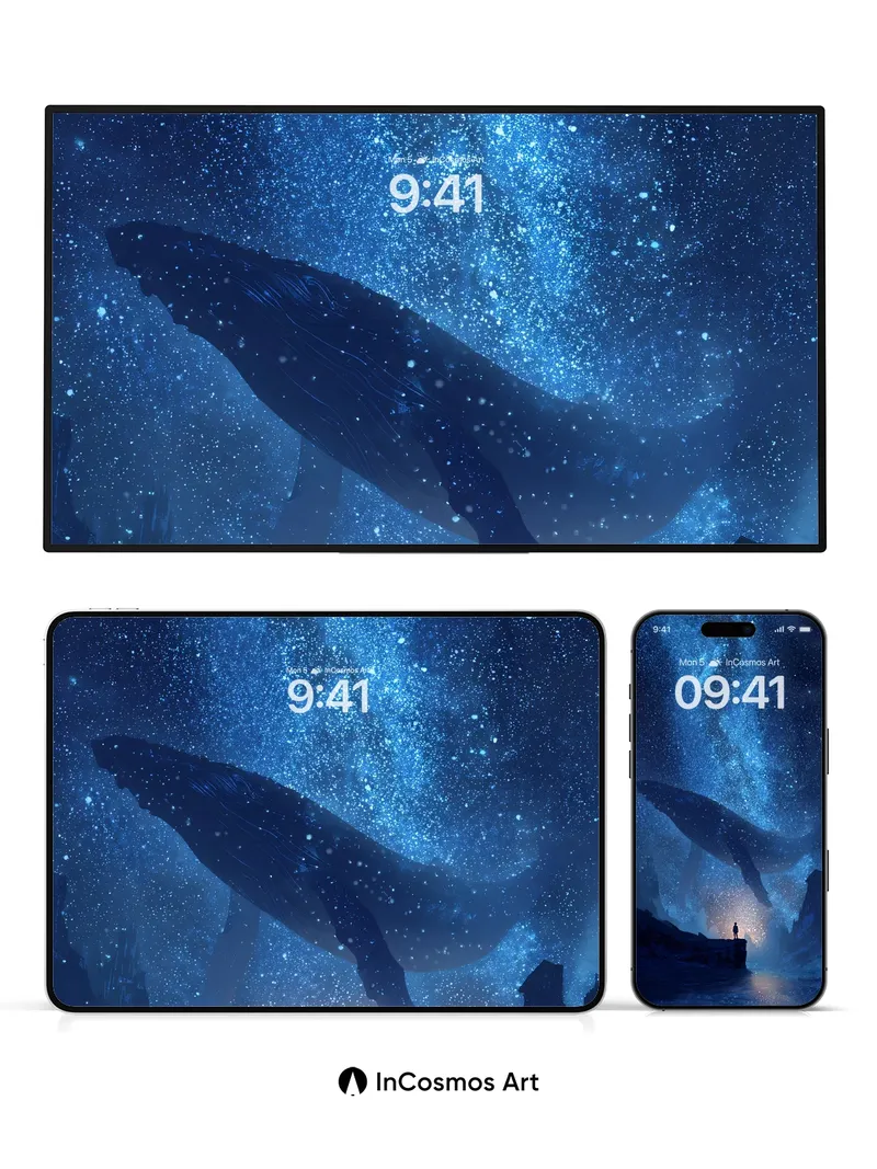 Stellar Whale Wallpaper with Cosmic Silence
