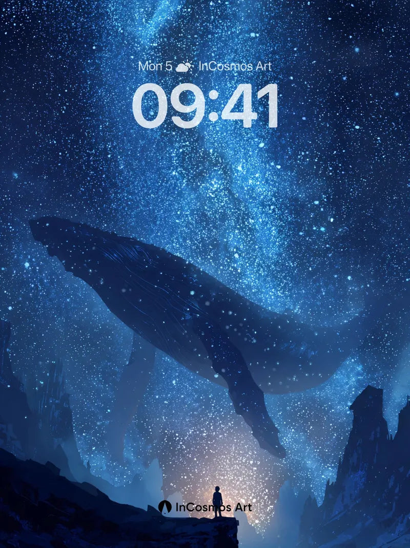 Stellar Whale Wallpaper with Cosmic Silence wallpaper for iPhone, iPad & Mac