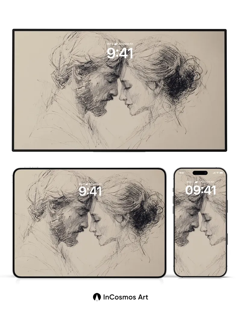 Whispering Charcoal Wallpaper with Intimate Lines