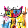 Whimsical Rainbow Cat Wallpaper with Swirling Lines wallpaper for iPhone, iPad & Mac