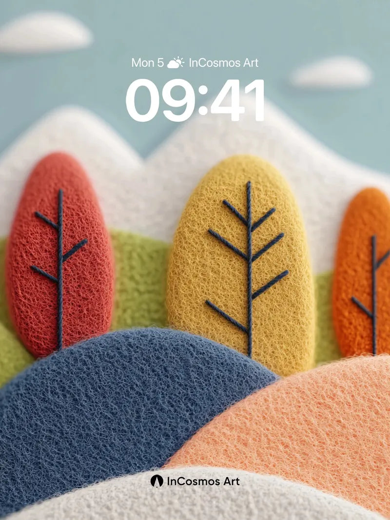 Velvet Horizon Wallpaper with Felted Forest