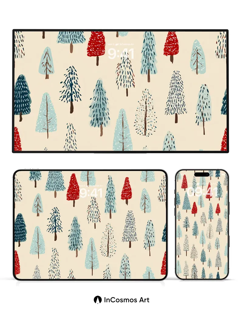 Whispering Pine Wallpaper with Frost-Kissed Hues