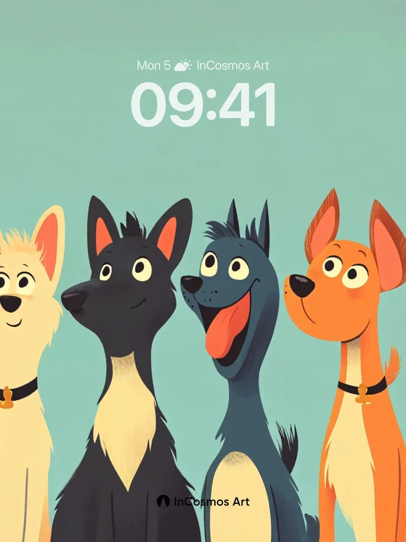 Playful Canine Harmony Wallpaper with Animated Charm