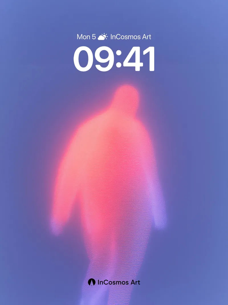 Neon Echo Wallpaper with Flickering Silhouette