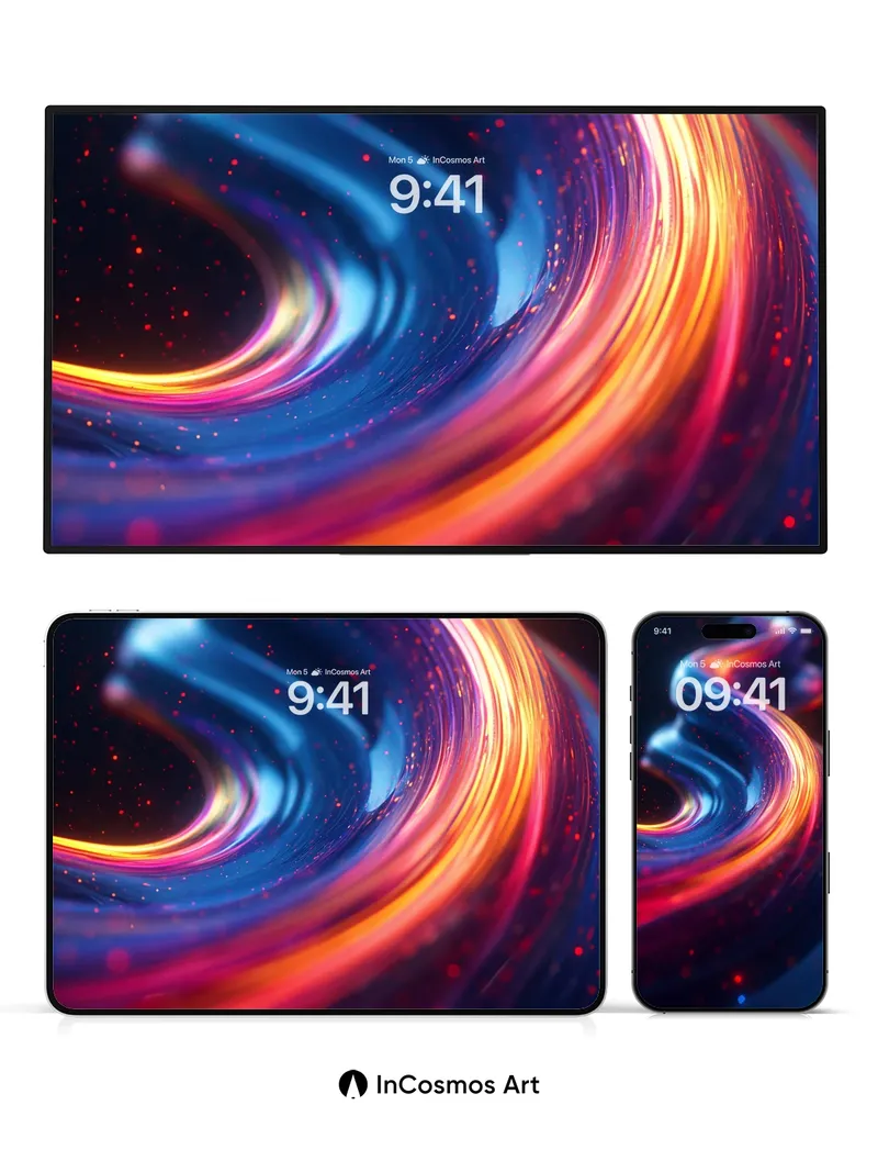 Cosmic Wave Wallpaper with Living Light