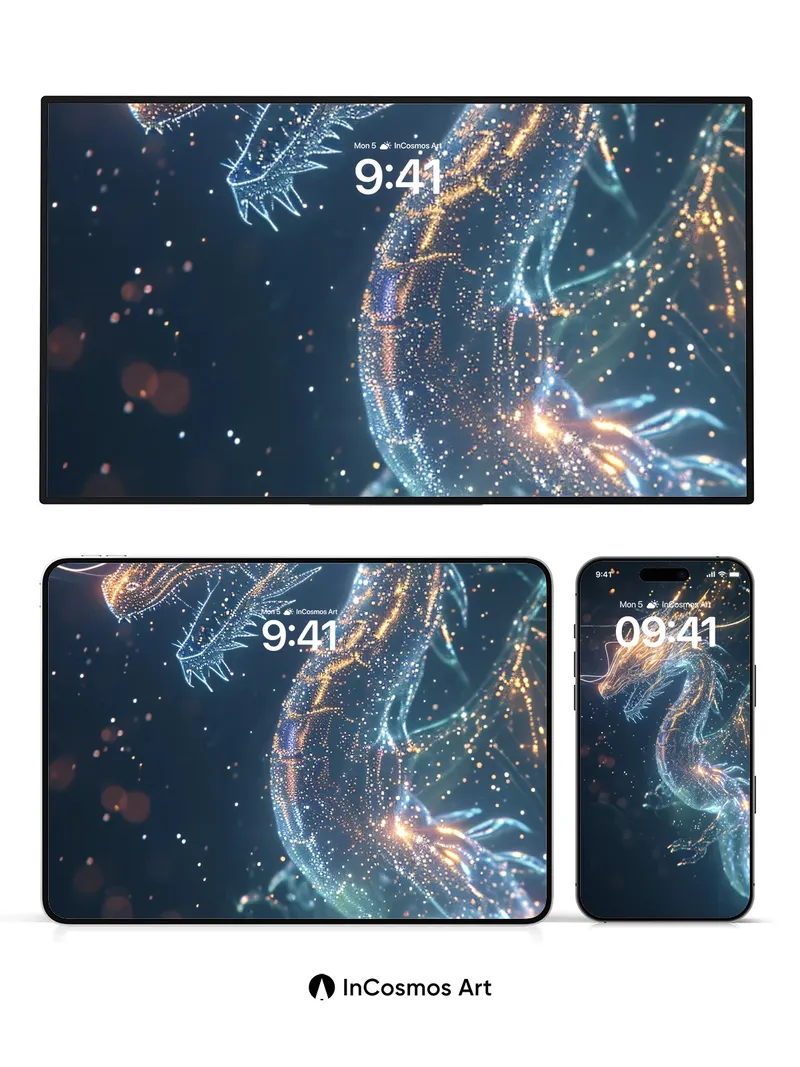 Luminous Dragon Wallpaper with Starlight Veins