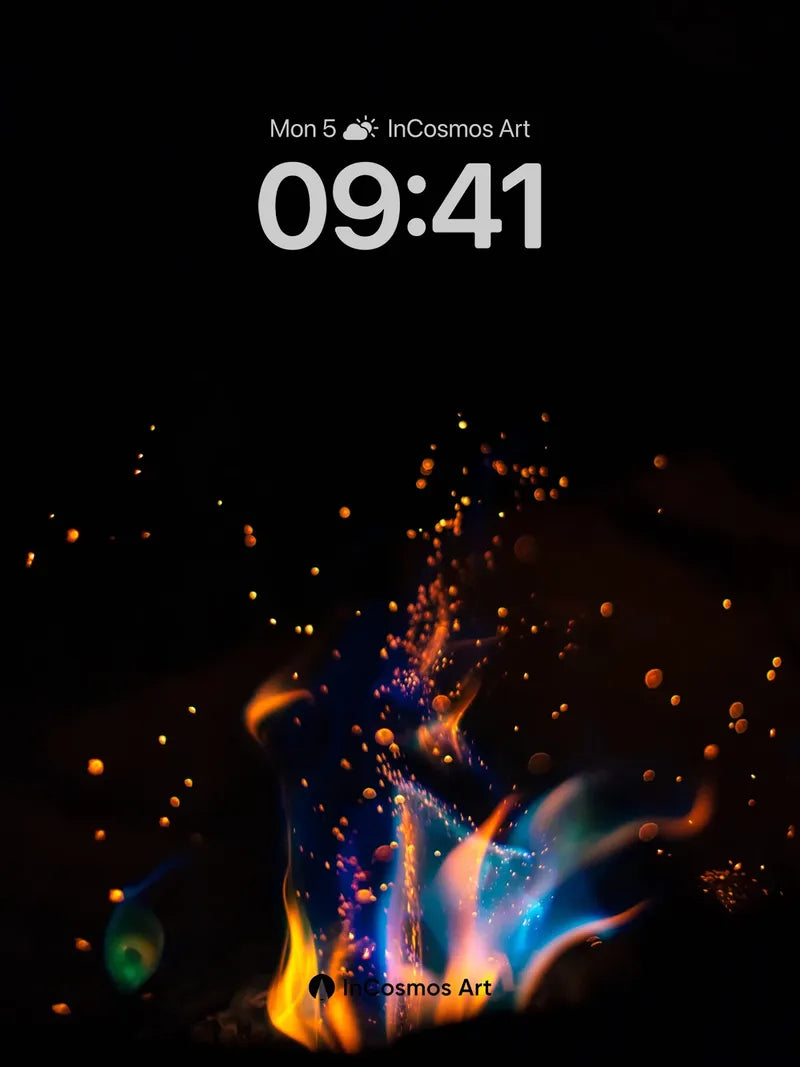 Cosmic Ember Wallpaper with Floating Sparks