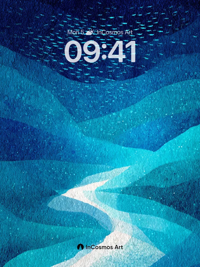 Serene Blue Depths Wallpaper with Shimmering Currents