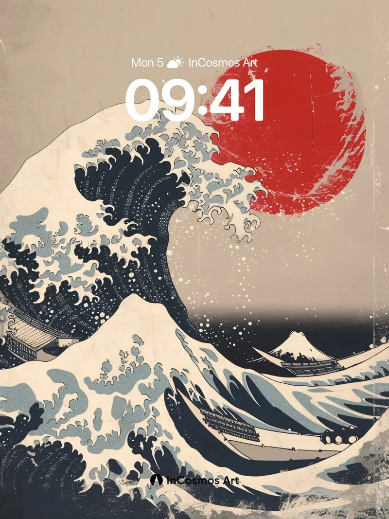 Crimson Tide Wallpaper with Hokusai Echo wallpaper for iPhone, iPad & Mac