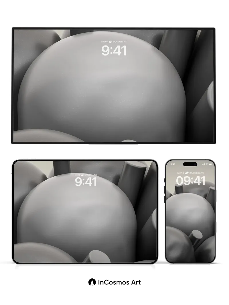 Sculpted Shadow Wallpaper with Silent Cylinders