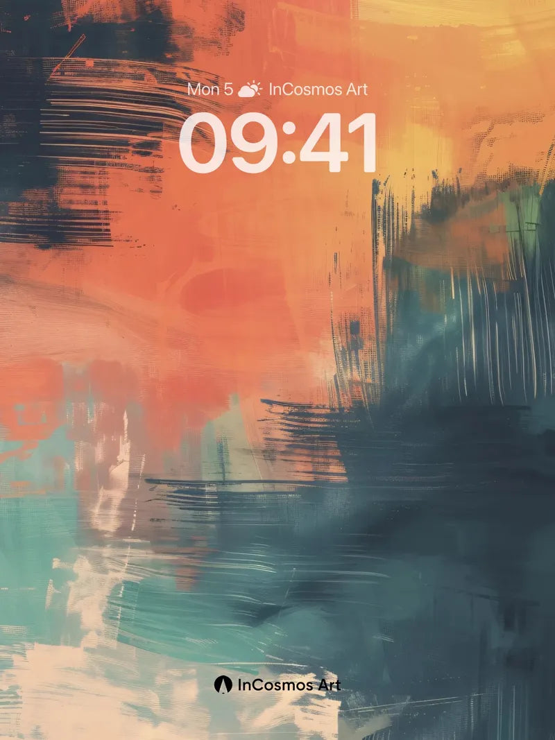 Fiery Horizon Wallpaper with Teal Reflections