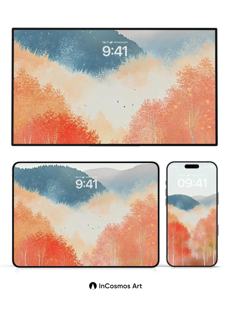 Autumn Hush Wallpaper with Whispering Birches