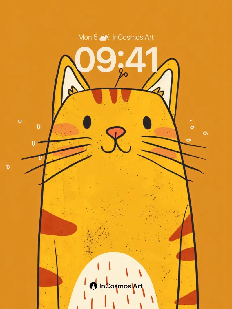 Whimsical Orange Cat Wallpaper with Playful Stripes wallpaper for iPhone, iPad & Mac