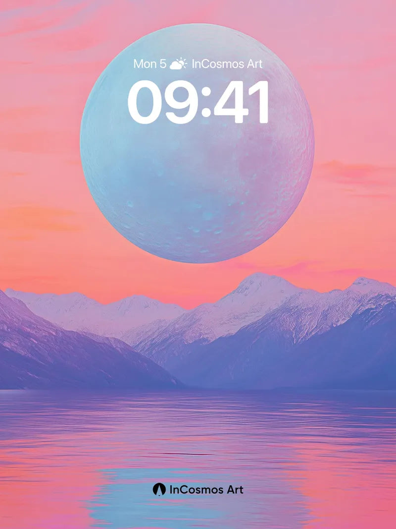 Serene Moonlit Reflection Wallpaper with Pastel Hues