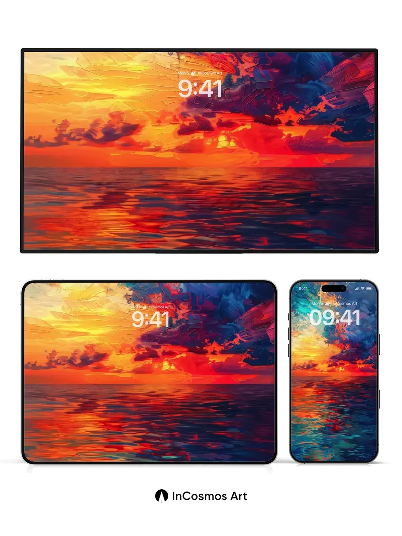 Crimson Horizon Wallpaper with Liquid Sky