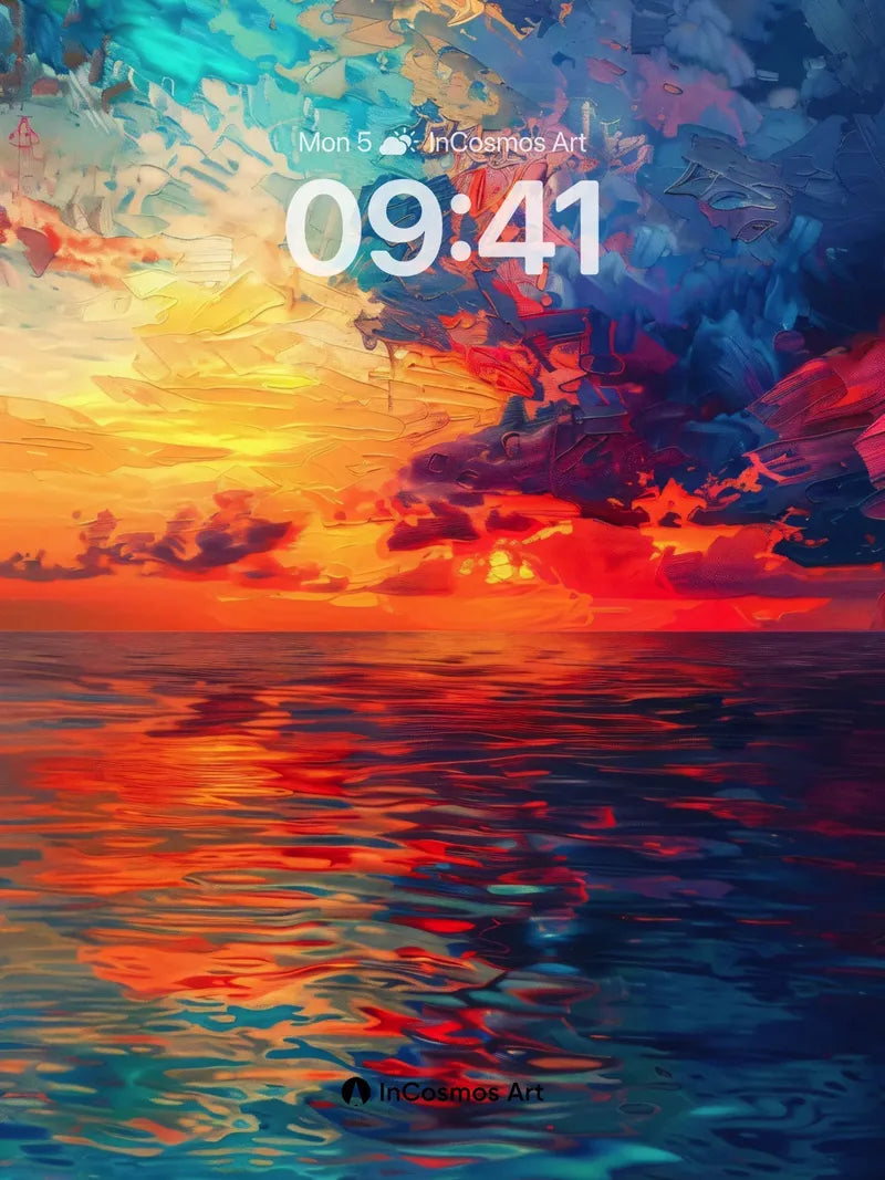 Crimson Horizon Wallpaper with Liquid Sky