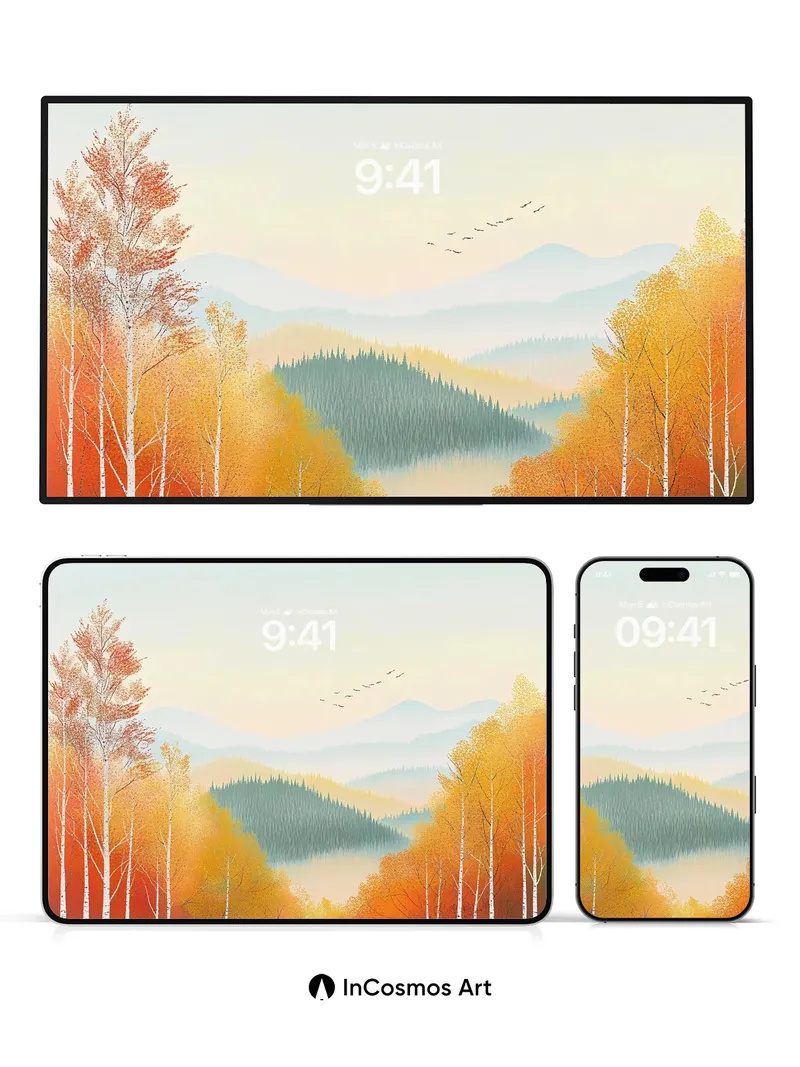 Autumn Hush Wallpaper with Whispering Birches