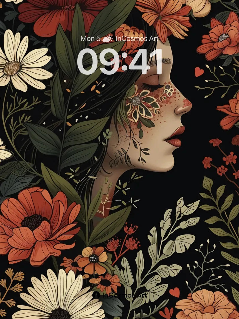 Whispering Bloom Wallpaper with Hidden Faces