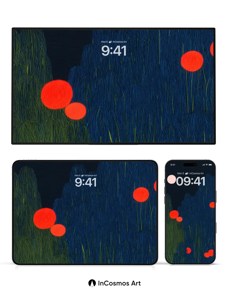 Nocturnal Bloom Wallpaper with Lunar Glow