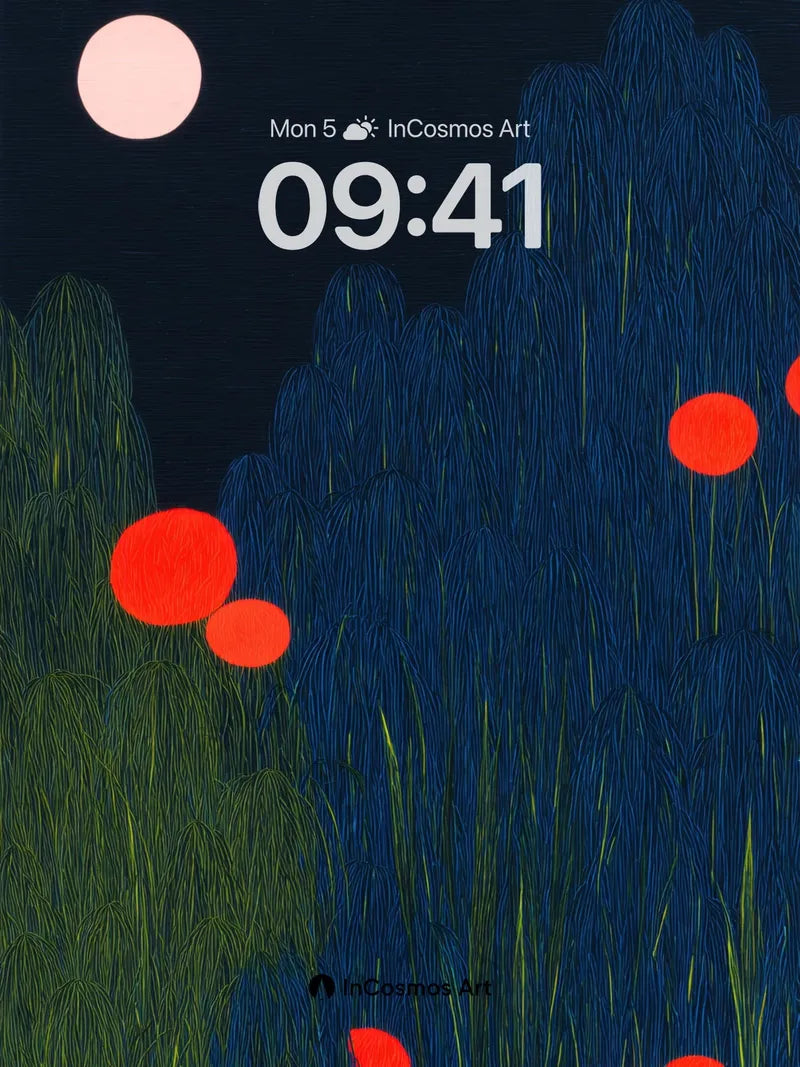 Nocturnal Bloom Wallpaper with Lunar Glow