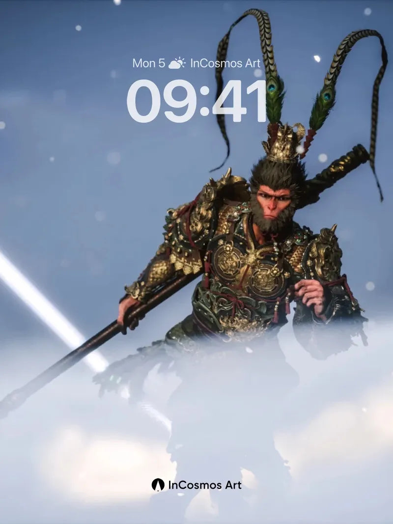 Frostbound Warrior Wallpaper with Celestial Spear