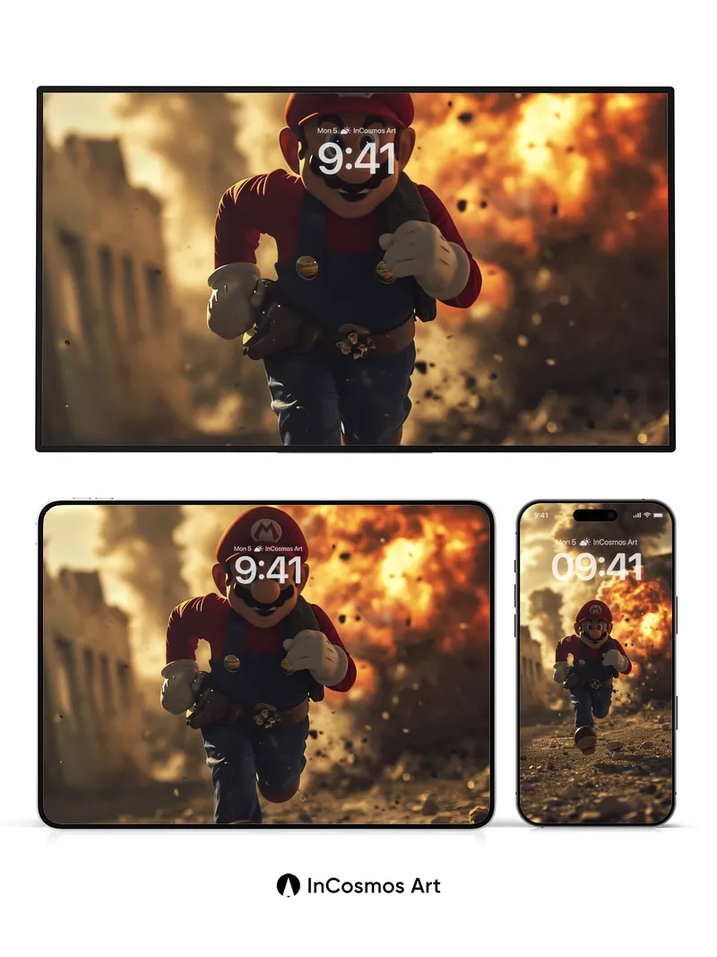 Courageous Run Wallpaper with Explosive Backdrop