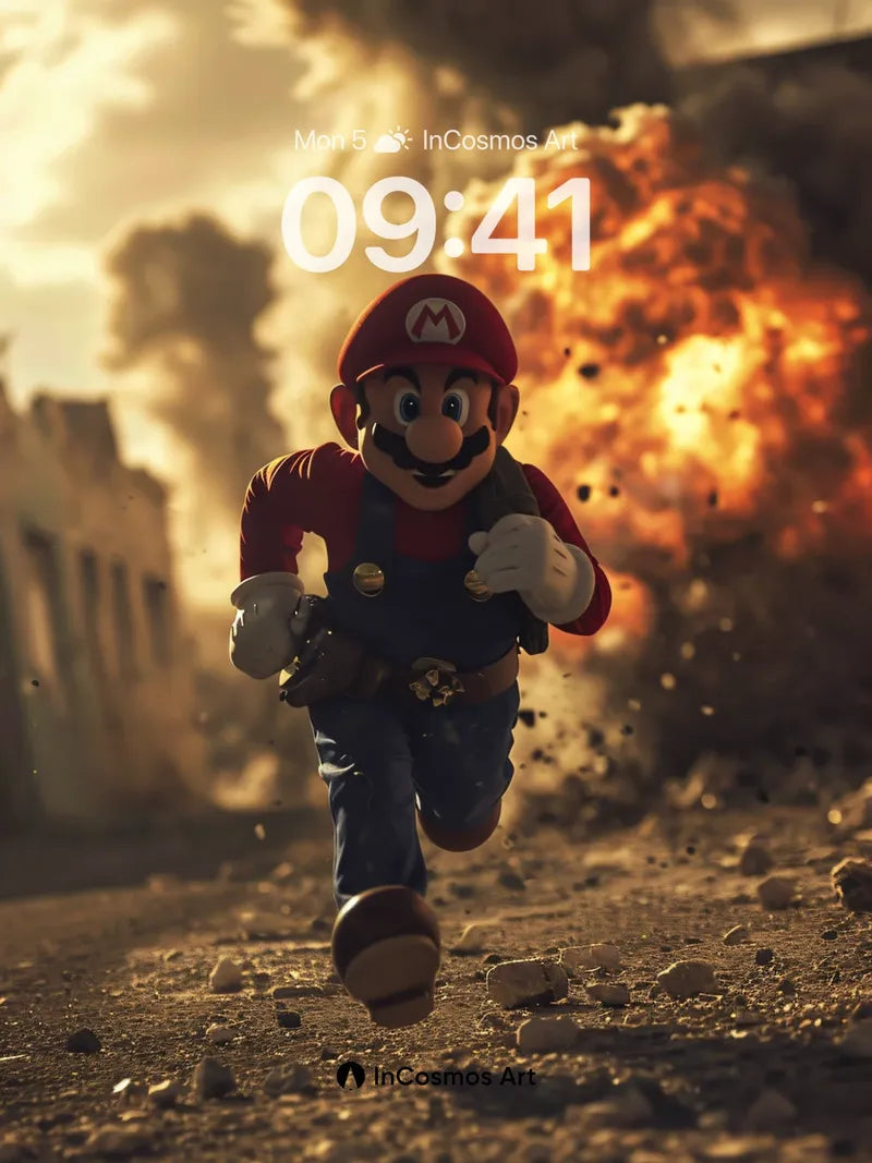 Courageous Run Wallpaper with Explosive Backdrop