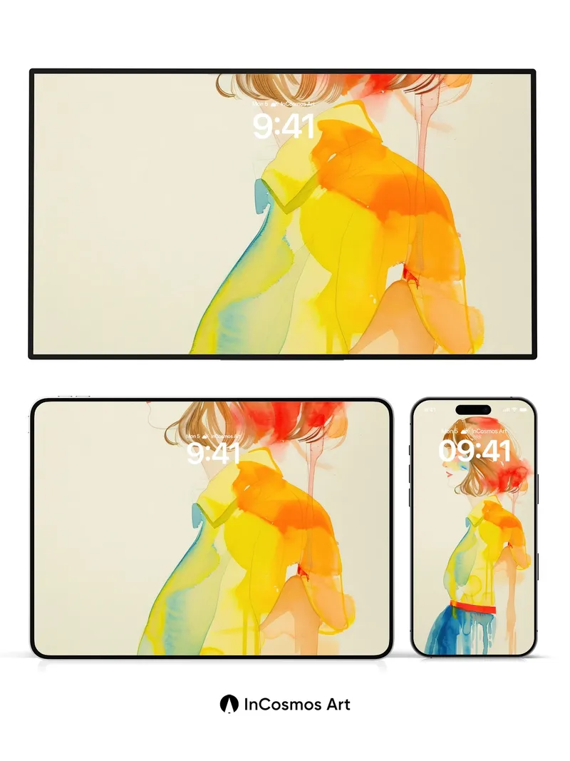 Color-Drift Portrait Wallpaper with Watercolor Breath