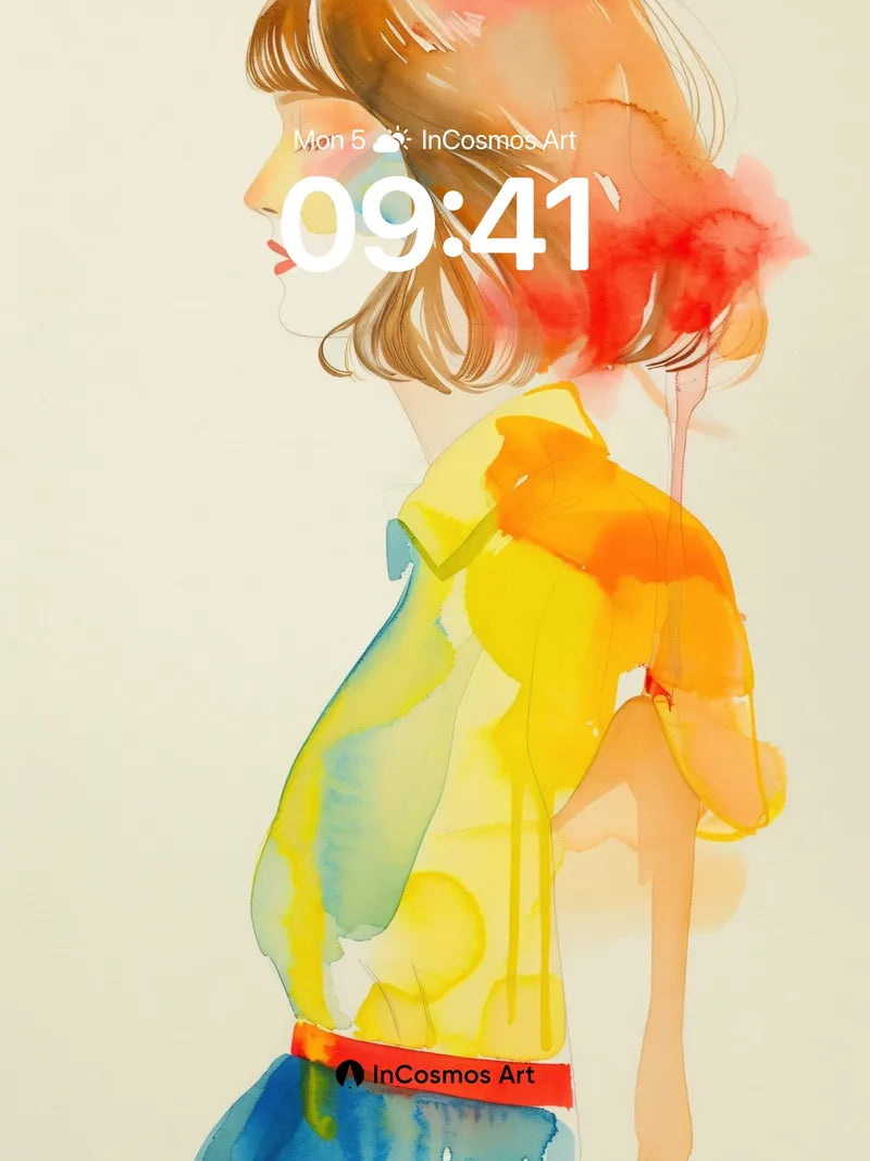 Color-Drift Portrait Wallpaper with Watercolor Breath