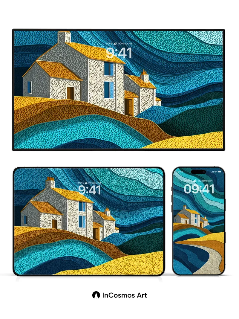 Whirlwind Stonehouse Wallpaper with Textured Sky