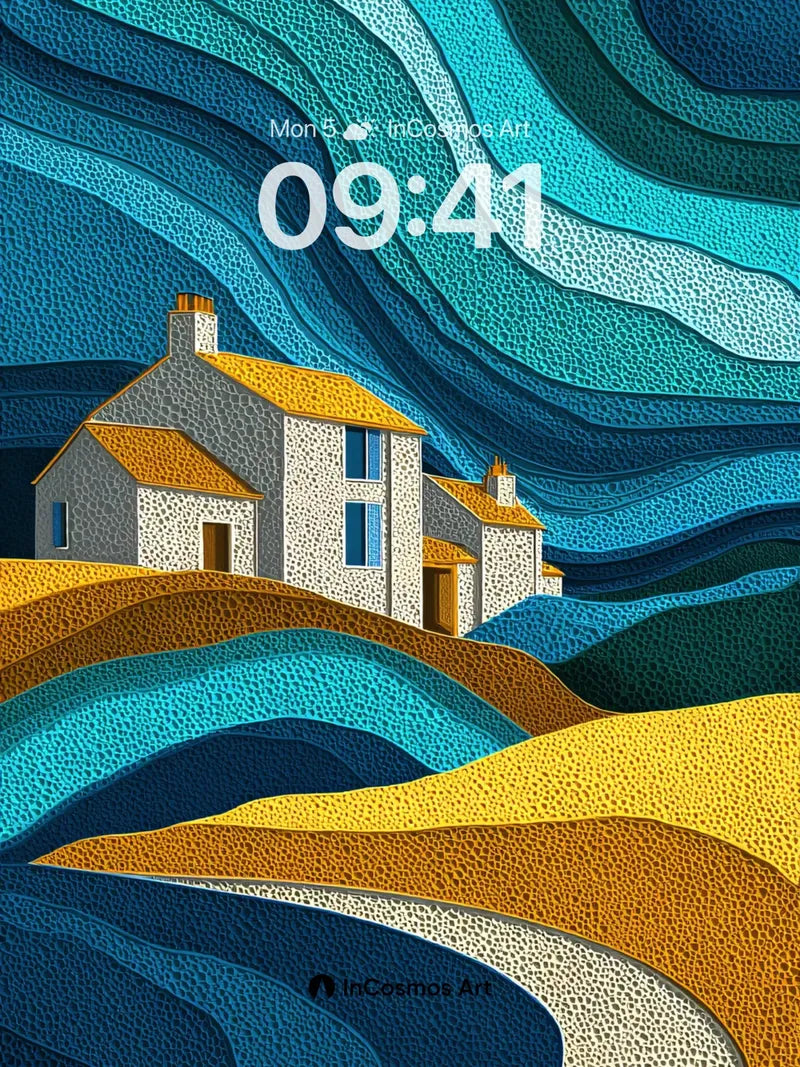 Whirlwind Stonehouse Wallpaper with Textured Sky