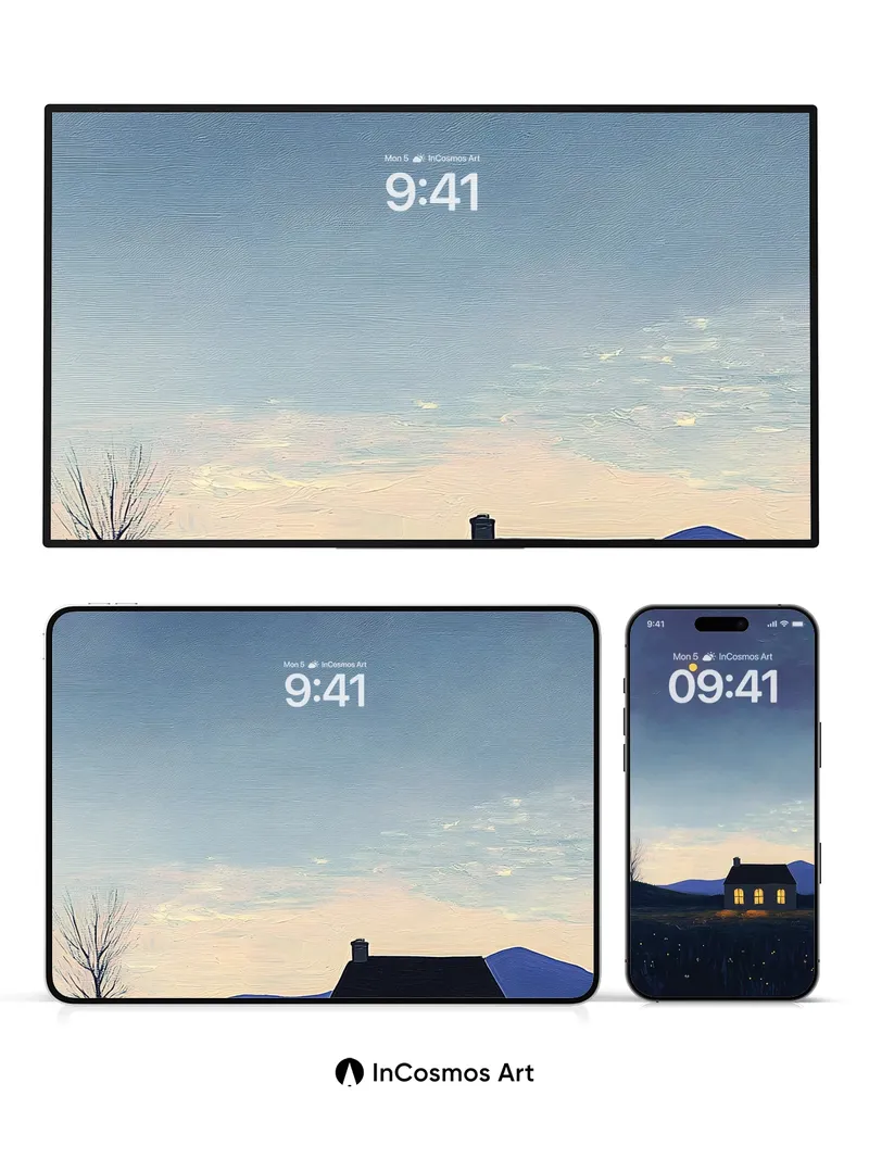 Luminous Solitude Wallpaper with Moonlit Fields
