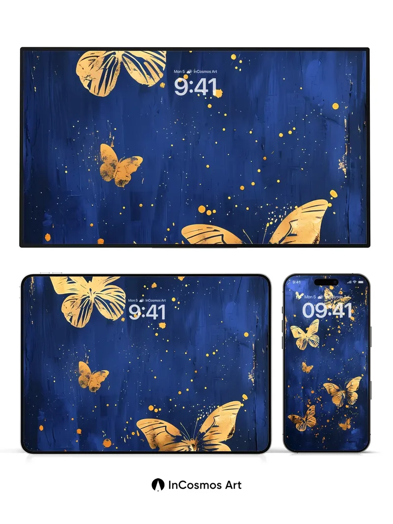 Golden Reverie Wallpaper with Midnight Flight