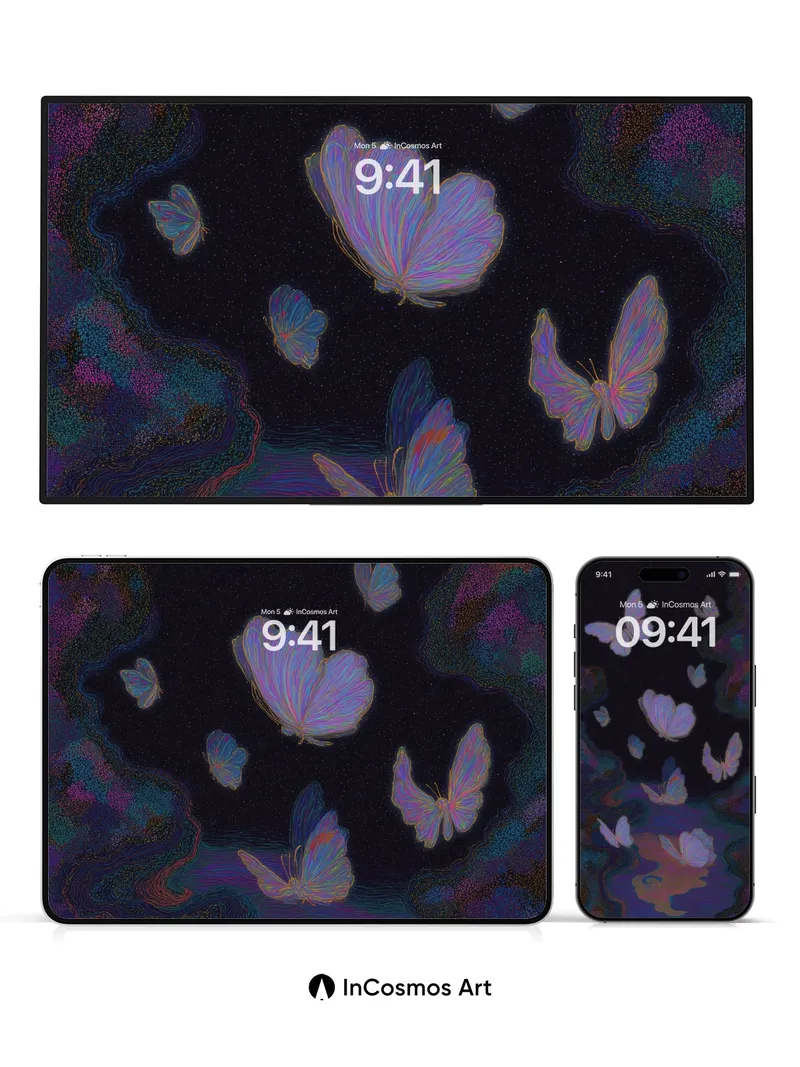 Luminous Mirage Wallpaper with Ethereal Butterflies