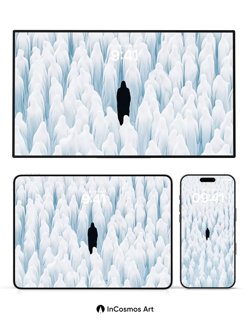 Silent Snowscape Wallpaper with Solitary Figure