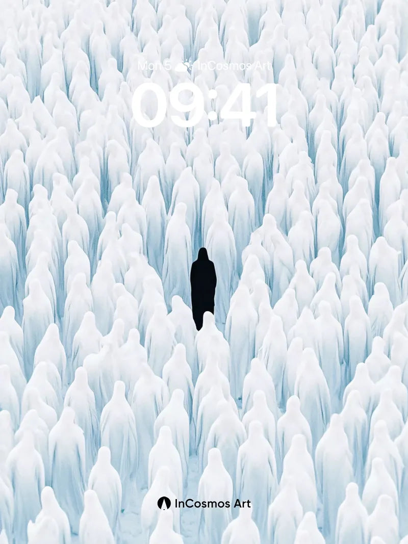 Silent Snowscape Wallpaper with Solitary Figure