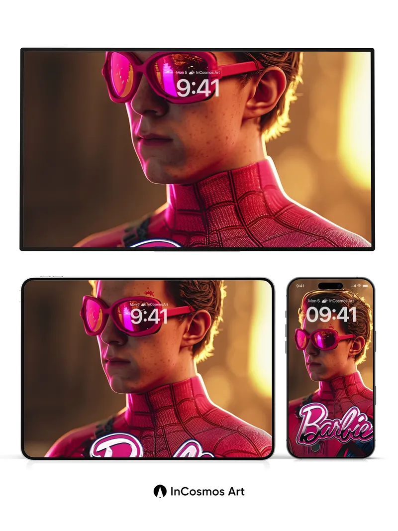 Pink Prism Wallpaper with Spider-Verse Twist