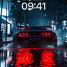 Neon Reflection Wallpaper with Rain-Slicked Asphalt wallpaper for iPhone, iPad & Mac