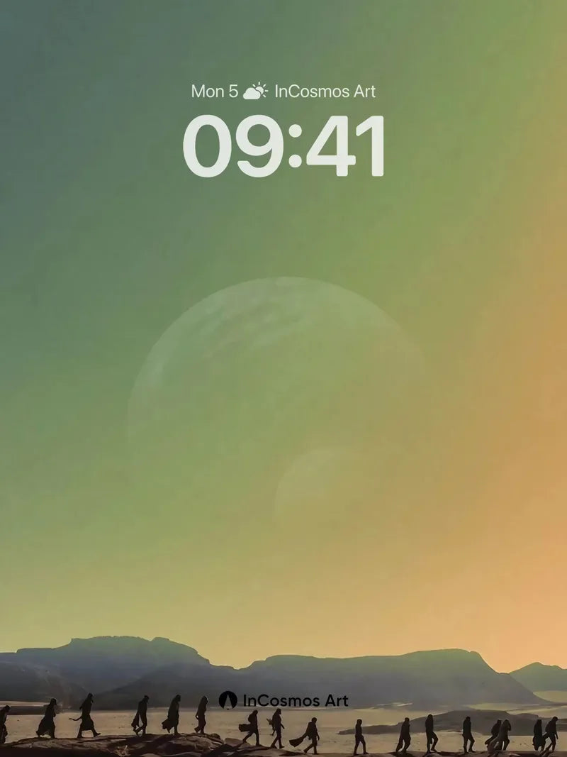 Silhouetted Journey Wallpaper with Cosmic Hues