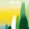 Sunset Hush Wallpaper with Painted Pines wallpaper for iPhone, iPad & Mac