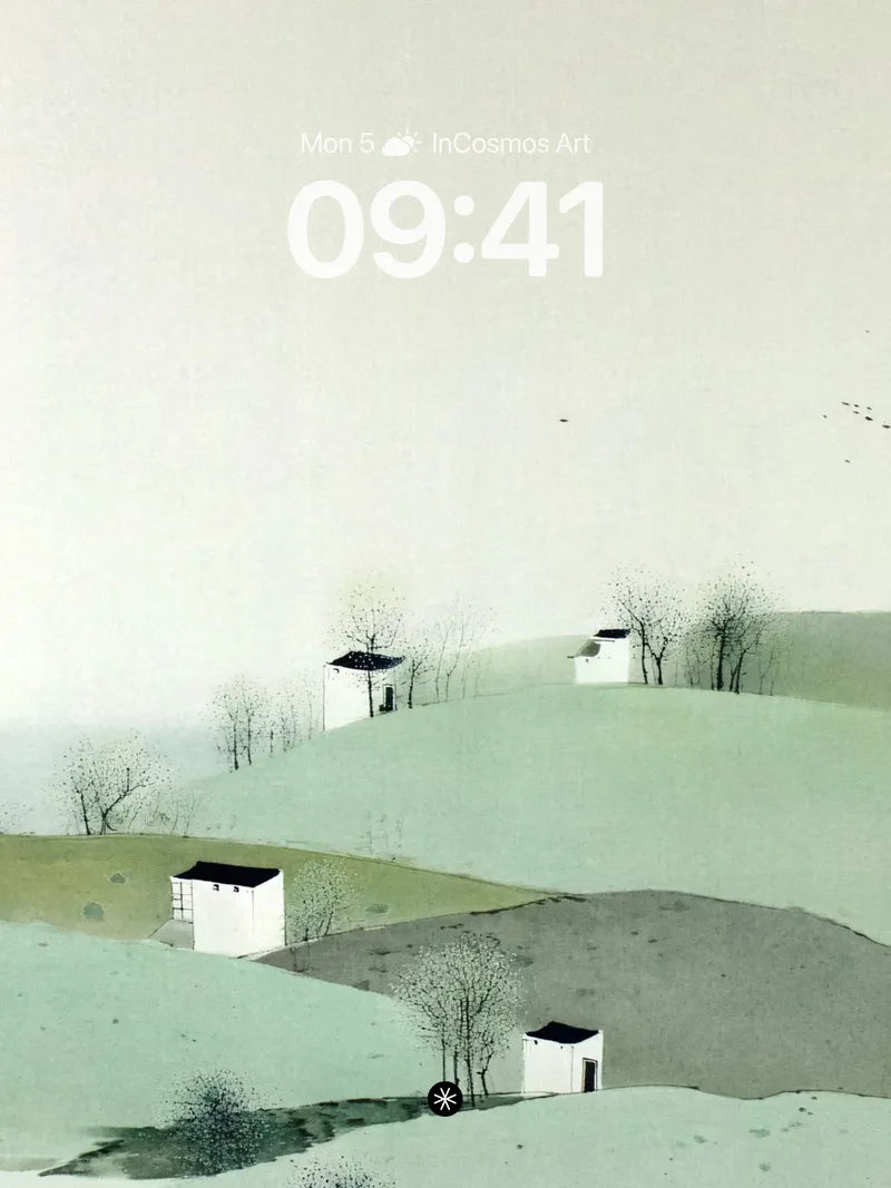 Serene Mist Hills Wallpaper with Minimalist Lines wallpaper for iPhone, iPad & Mac