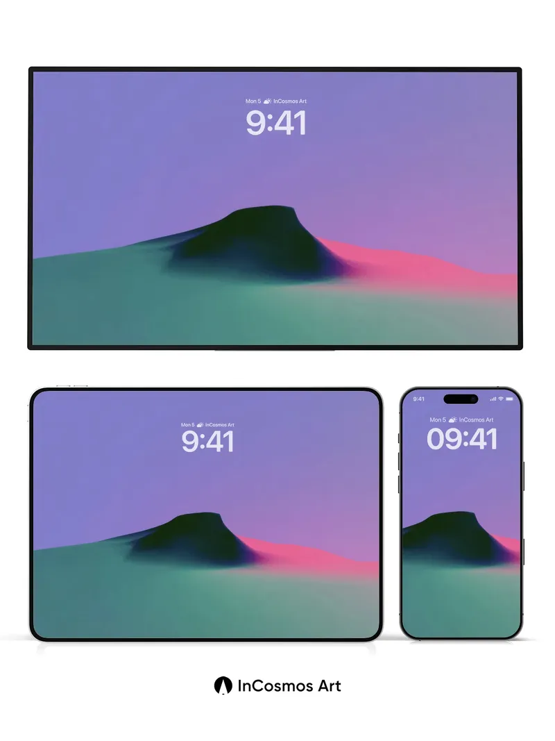 Surreal Dune Wallpaper with Neon Shadow